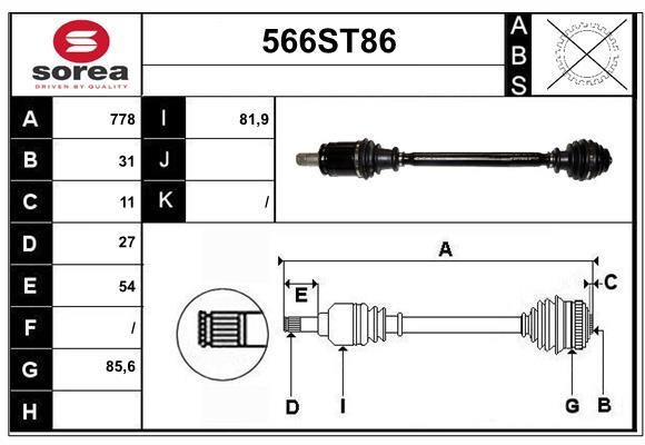 StartCar 566ST86 Drive shaft 566ST86: Buy near me in Poland at 2407.PL - Good price!