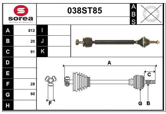 StartCar 038ST85 Drive shaft 038ST85: Buy near me in Poland at 2407.PL - Good price!