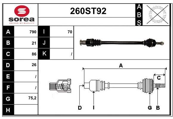 StartCar 260ST92 Drive shaft 260ST92: Buy near me in Poland at 2407.PL - Good price!