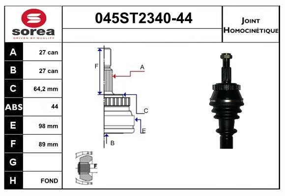 StartCar 045ST2340-44 Joint kit, drive shaft 045ST234044: Buy near me in Poland at 2407.PL - Good price!