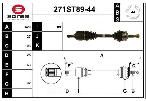 StartCar 271ST89-44 Drive shaft 271ST8944: Buy near me in Poland at 2407.PL - Good price!