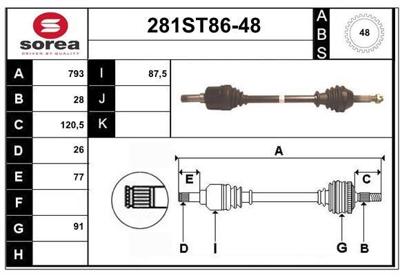 StartCar 281ST86-48 Drive shaft 281ST8648: Buy near me at 2407.PL in Poland at an Affordable price!