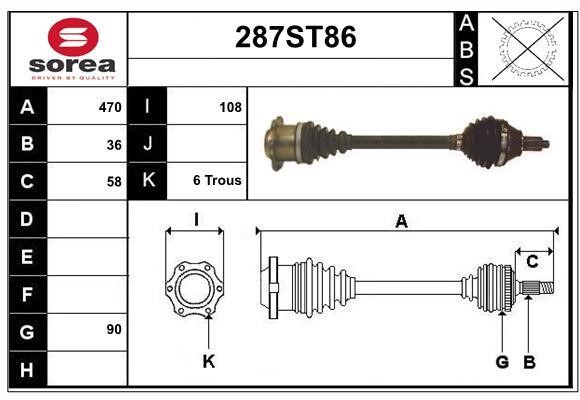 StartCar 287ST86 Drive shaft 287ST86: Buy near me in Poland at 2407.PL - Good price!