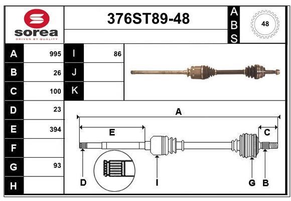 StartCar 376ST89-48 Drive shaft 376ST8948: Buy near me in Poland at 2407.PL - Good price!