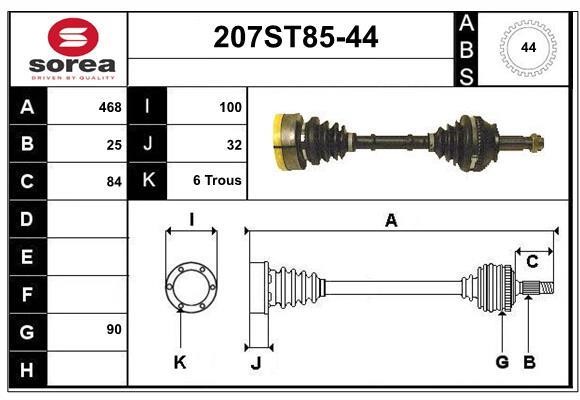 StartCar 207ST85-44 Drive shaft 207ST8544: Buy near me in Poland at 2407.PL - Good price!