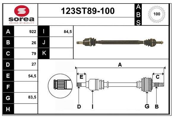 StartCar 123ST89-100 Drive shaft 123ST89100: Buy near me in Poland at 2407.PL - Good price!