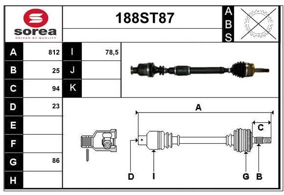 StartCar 188ST87 Drive shaft 188ST87: Buy near me in Poland at 2407.PL - Good price!