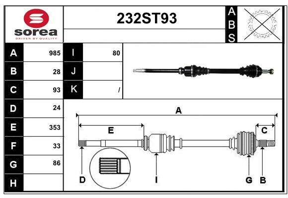 StartCar 232ST93 Drive shaft 232ST93: Buy near me at 2407.PL in Poland at an Affordable price!