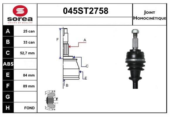 StartCar 045ST2758 Joint kit, drive shaft 045ST2758: Buy near me at 2407.PL in Poland at an Affordable price!