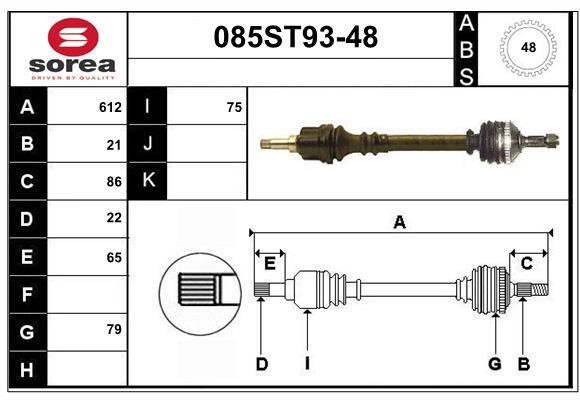 StartCar 085ST93-48 Вал приводной 085ST9348: Отличная цена - Купить в Польше на 2407.PL!