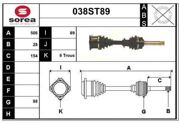 StartCar 038ST89 Drive shaft 038ST89: Buy near me in Poland at 2407.PL - Good price!