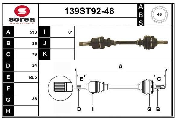 StartCar 139ST92-48 Drive shaft 139ST9248: Buy near me in Poland at 2407.PL - Good price!