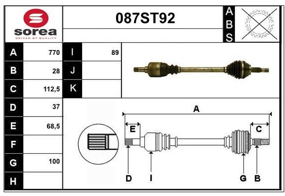 StartCar 087ST92 Вал приводной 087ST92: Отличная цена - Купить в Польше на 2407.PL!