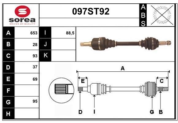 StartCar 097ST92 Drive shaft 097ST92: Buy near me in Poland at 2407.PL - Good price!
