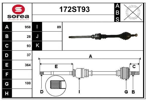 StartCar 172ST93 Drive shaft 172ST93: Buy near me in Poland at 2407.PL - Good price!