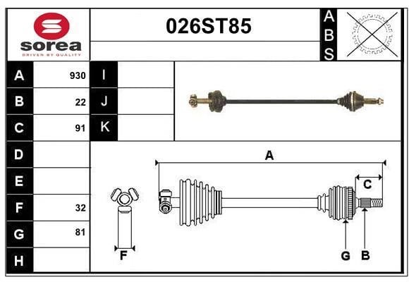 StartCar 026ST85 Drive shaft 026ST85: Buy near me in Poland at 2407.PL - Good price!