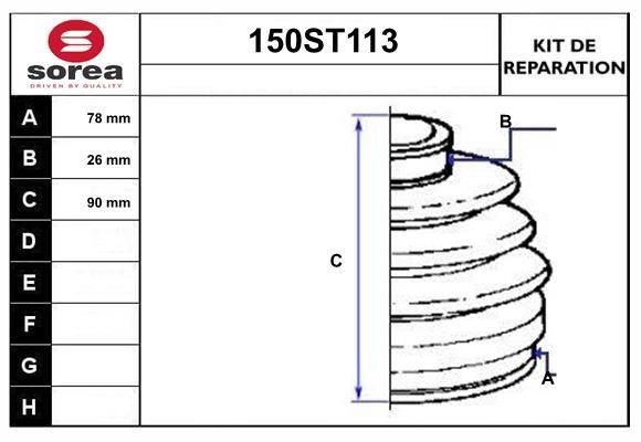 StartCar 150ST113 Bellow set, drive shaft 150ST113: Buy near me at 2407.PL in Poland at an Affordable price!