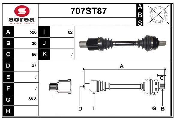 StartCar 707ST87 Drive shaft 707ST87: Buy near me in Poland at 2407.PL - Good price!