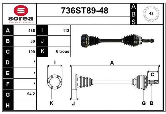StartCar 736ST89-48 Drive shaft 736ST8948: Buy near me in Poland at 2407.PL - Good price!