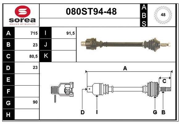 StartCar 080ST94-48 Drive shaft 080ST9448: Buy near me in Poland at 2407.PL - Good price!