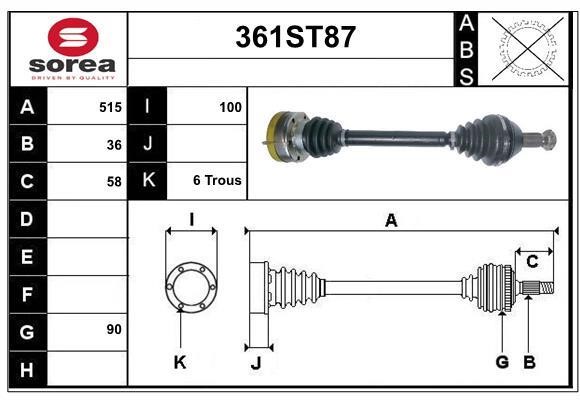 StartCar 361ST87 Drive shaft 361ST87: Buy near me in Poland at 2407.PL - Good price!
