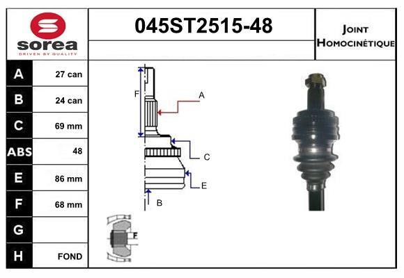StartCar 045ST2515-48 Joint kit, drive shaft 045ST251548: Buy near me in Poland at 2407.PL - Good price!