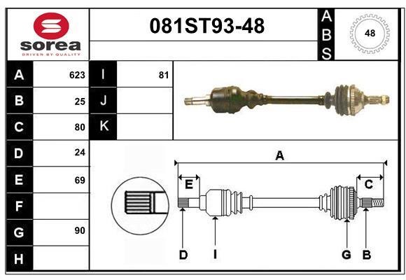 StartCar 081ST93-48 Drive shaft 081ST9348: Buy near me in Poland at 2407.PL - Good price!
