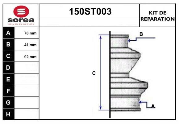 StartCar 150ST003 Bellow set, drive shaft 150ST003: Buy near me in Poland at 2407.PL - Good price!