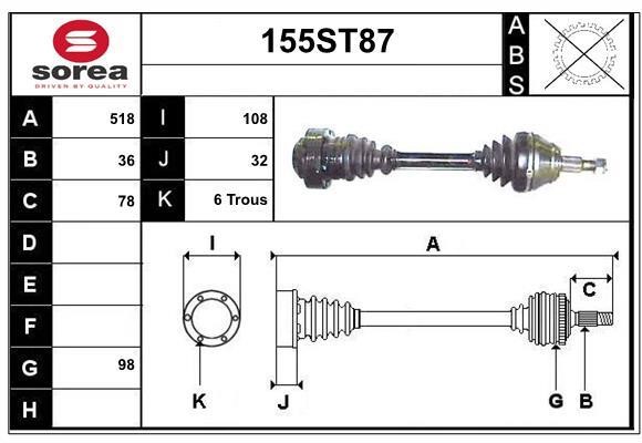 StartCar 155ST87 Drive shaft 155ST87: Buy near me in Poland at 2407.PL - Good price!