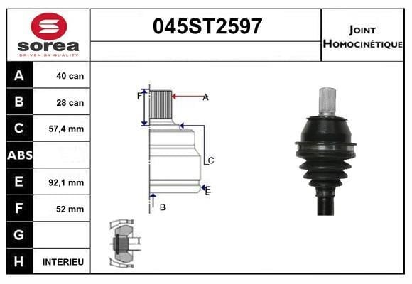 StartCar 045ST2597 Joint kit, drive shaft 045ST2597: Buy near me in Poland at 2407.PL - Good price!