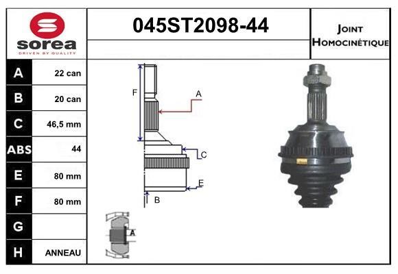 StartCar 045ST2098-44 Joint kit, drive shaft 045ST209844: Buy near me in Poland at 2407.PL - Good price!