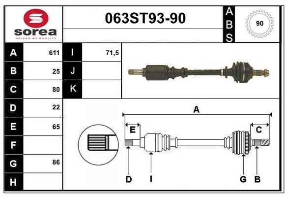 StartCar 063ST93-90 Drive shaft 063ST9390: Buy near me in Poland at 2407.PL - Good price!