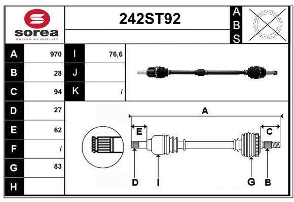 StartCar 242ST92 Drive shaft 242ST92: Buy near me in Poland at 2407.PL - Good price!