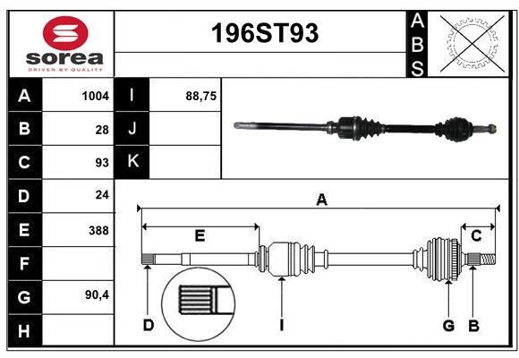 StartCar 196ST93 Drive shaft 196ST93: Buy near me in Poland at 2407.PL - Good price!