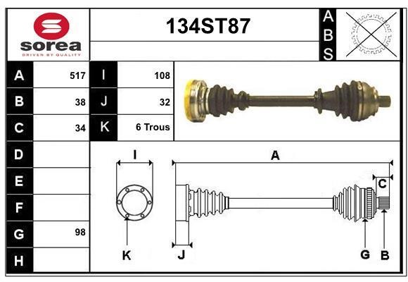 StartCar 134ST87 Drive shaft 134ST87: Buy near me at 2407.PL in Poland at an Affordable price!