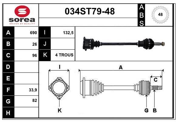 StartCar 034ST79-48 Drive shaft 034ST7948: Buy near me in Poland at 2407.PL - Good price!