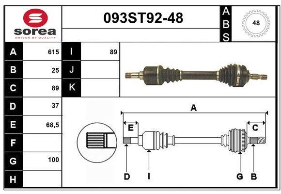 StartCar 093ST92-48 Drive shaft 093ST9248: Buy near me in Poland at 2407.PL - Good price!