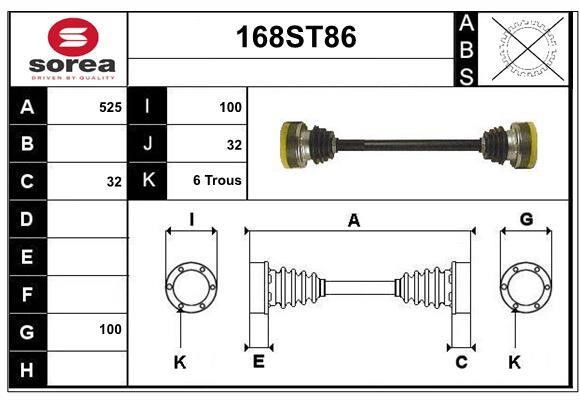 StartCar 168ST86 Drive shaft 168ST86: Buy near me in Poland at 2407.PL - Good price!