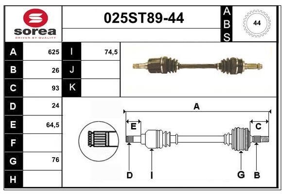 StartCar 025ST89-44 Drive shaft 025ST8944: Buy near me in Poland at 2407.PL - Good price!