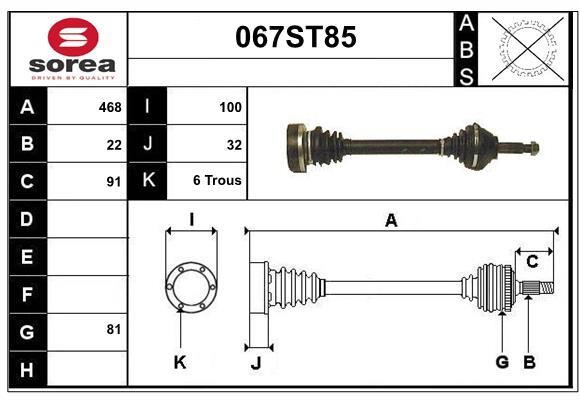 StartCar 067ST85 Drive shaft 067ST85: Buy near me in Poland at 2407.PL - Good price!