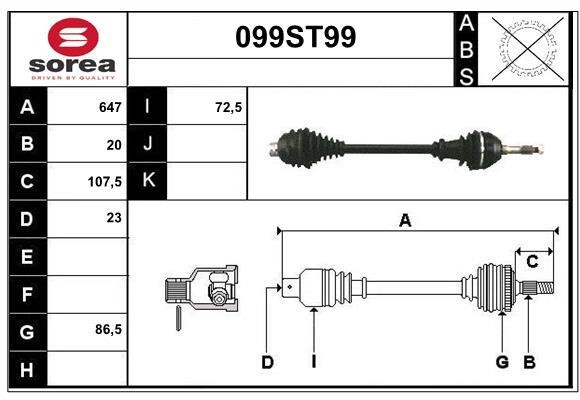 StartCar 099ST99 Drive shaft 099ST99: Buy near me at 2407.PL in Poland at an Affordable price!
