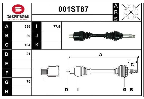 StartCar 001ST87 Drive shaft 001ST87: Buy near me in Poland at 2407.PL - Good price!