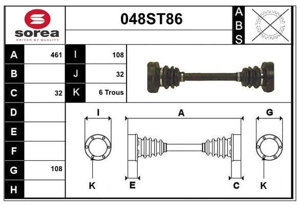 StartCar 048ST86 Drive shaft 048ST86: Buy near me in Poland at 2407.PL - Good price!