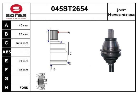 StartCar 045ST2654 Joint kit, drive shaft 045ST2654: Buy near me in Poland at 2407.PL - Good price!