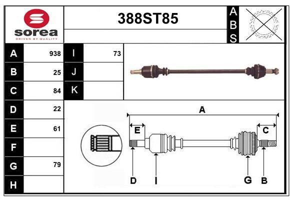StartCar 388ST85 Drive shaft 388ST85: Buy near me in Poland at 2407.PL - Good price!