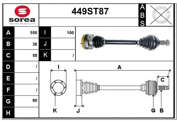 StartCar 449ST87 Drive shaft 449ST87: Buy near me in Poland at 2407.PL - Good price!