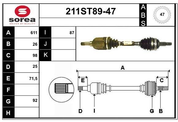 StartCar 211ST89-47 Antriebswelle 211ST8947: Kaufen Sie zu einem guten Preis in Polen bei 2407.PL!