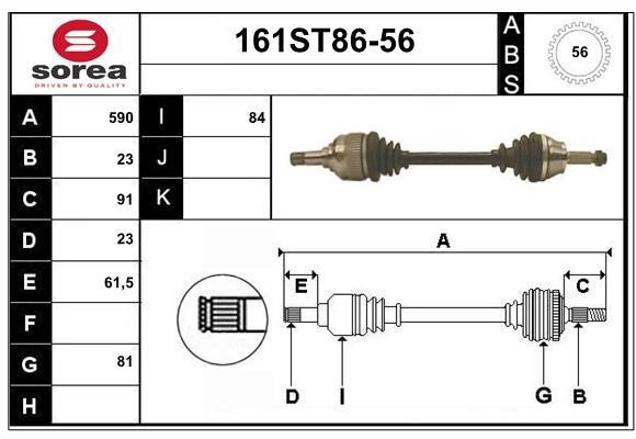 StartCar 161ST86-56 Drive shaft 161ST8656: Buy near me in Poland at 2407.PL - Good price!
