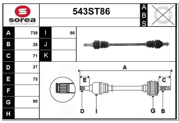 StartCar 543ST86 Drive shaft 543ST86: Buy near me in Poland at 2407.PL - Good price!
