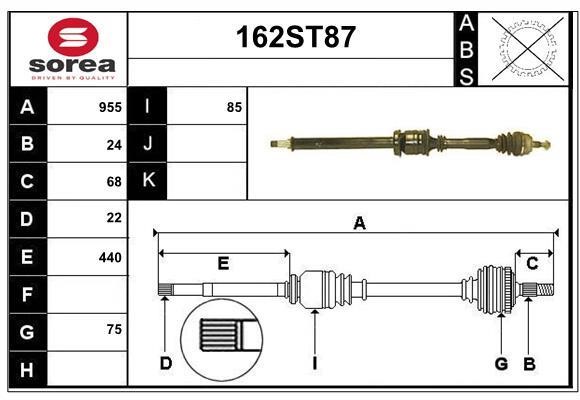 StartCar 162ST87 Drive shaft 162ST87: Buy near me in Poland at 2407.PL - Good price!